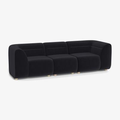 Heal's Heal's Lilli 3 Seater Sofa Velvet Black Natural Ash Feet - Heal's UK Furniture