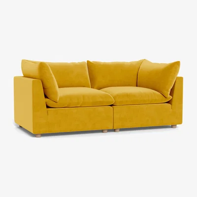 Heal's Heal's Astrid 3 Seater Sofa Smart Luxe Velvet Canary Natural Beech Feet