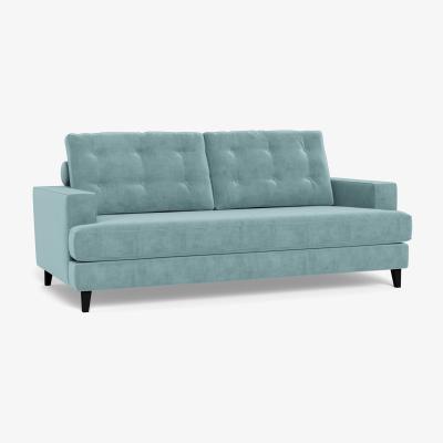 Heal's Heal's Mistral 3 Seater Sofa Smart Luxe Velvet Mineral Blue Black Feet