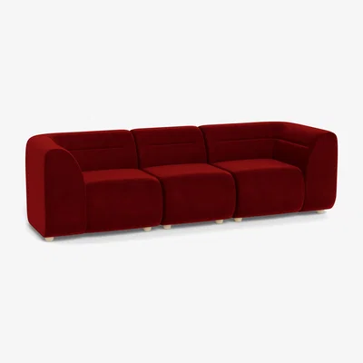 Heal's Heal's Lilli 3 Seater Sofa Smart Luxe Velvet Mulberry Natural Ash Feet - Heal's UK Furniture