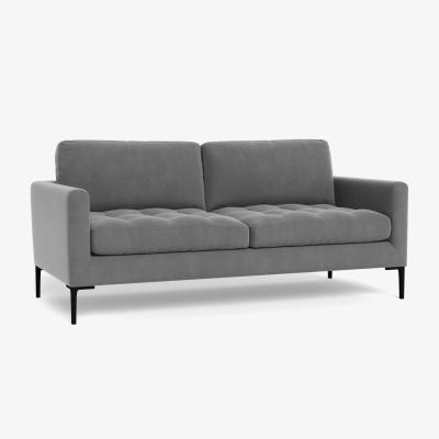 Heal's Heal's Eton 3 Seater Sofa Smart Velvet Mercury Black Feet - Heal's UK Furniture