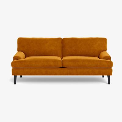 Heal's Heal's Stanton 3 Seater Sofa Smart Luxe Velvet Cognac Black Feet