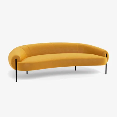 Heal's Heal's Isola 3 Seater Sofa Nobilis Velvet Mustard Bronze Feet - Heal's UK Furniture