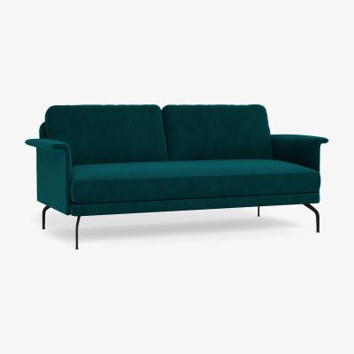Heal's Heal's Iver 3 Seater Sofa Smart Luxe Velvet Ocean Black Feet