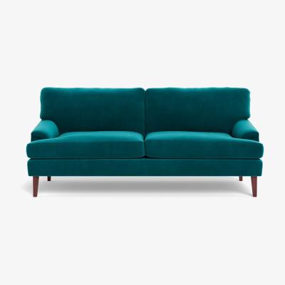Heal's Heal's Stanton 3 Seater Sofa Smart Velvet Petrol Walnut Stained Feet