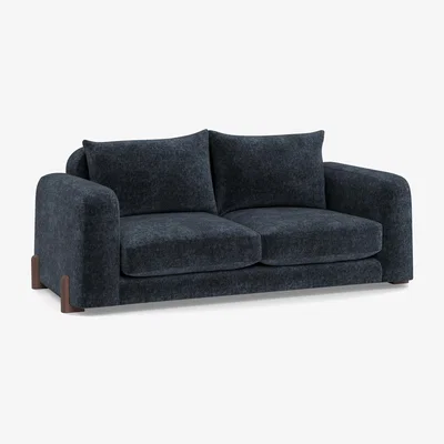 Heal's Heal's Nuvola 3 Seater Sofa Boucle Velvet Space Walnut Stained Oak Feet