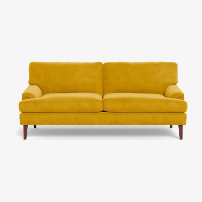 Heal's Heal's Stanton 3 Seater Sofa Smart Luxe Velvet Canary Walnut Stained Feet
