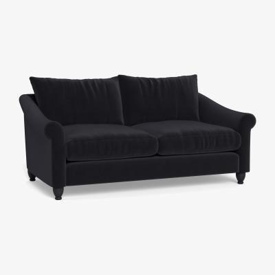 Heal's Heal's Devon 3 Seater Velvet Black Dark Brown Stain Beech Feet - Heal's UK Furniture