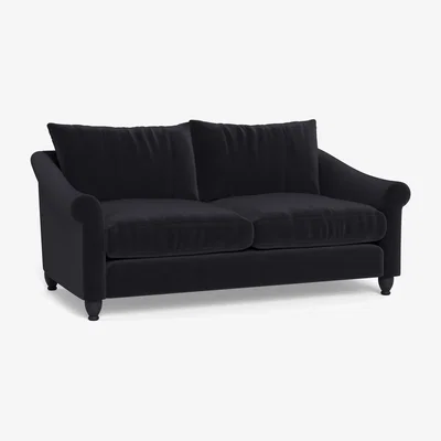 Heal's Heal's Devon 3 Seater Velvet Black Dark Brown Stain Beech Feet - Heal's UK Furniture