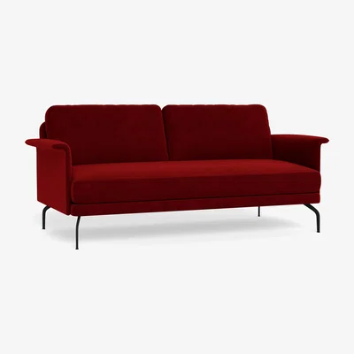 Heal's Heal's Iver 3 Seater Sofa Smart Luxe Velvet Mulberry Black Feet