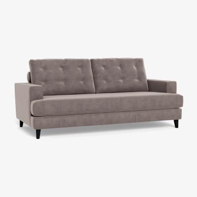 Heal's Heal's Mistral 3 Seater Sofa Smart Luxe Velvet Mushroom Black Feet