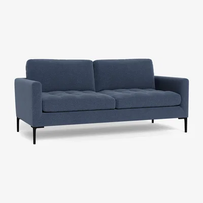 Heal's Heal's Eton 3 Seater Sofa Textured Boucle Indigo Brass Feet