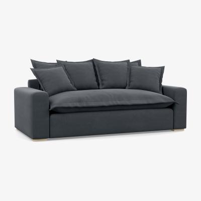 Heal's Heal's Brompton 3 Seater Sofa Smart Linen Mix Sand Black Feet - Heal's UK Furniture
