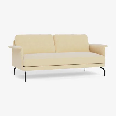 Heal's Heal's Iver 3 Seater Sofa Smart Luxe Velvet Biscuit Black Feet