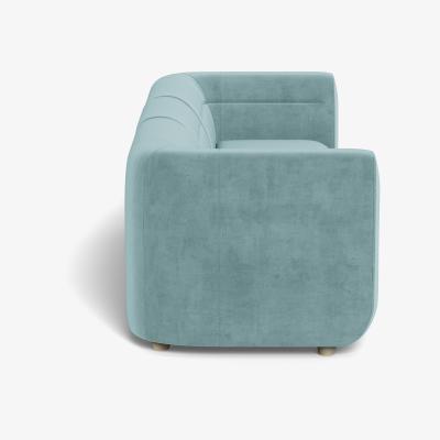 Heal's Heal's Lilli 3 Seater Sofa Smart Luxe Velvet Mineral Blue Natural Feet