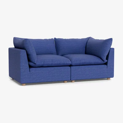 Heal's Heal's Astrid 3 Seater Sofa Brushed Cotton Cobalt Natural Beech Feet