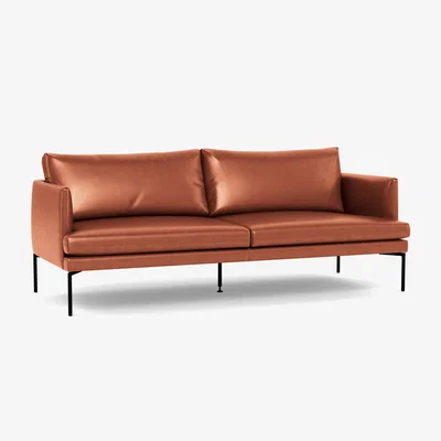 Heal's Heal's Matera 3 Seater Sofa Leather Stonewash Light Brown 274 Black Feet - Heal's UK Furniture