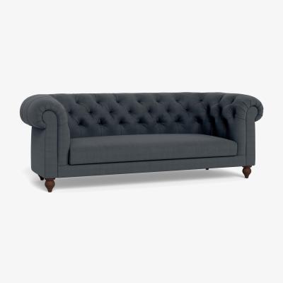 Heal's Heal's Fitzrovia 3 Seater Sofa Linen Dark Grey Black Feet - Heal's UK Furniture