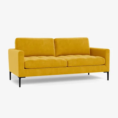 Heal's Heal's Eton 3 Seater Sofa Smart Luxe Velvet Canary Black Feet - Heal's UK Furniture