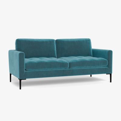 Heal's Heal's Eton 3 Seater Sofa Smart Luxe Velvet Airforce Blue Brass Feet - Heal's UK Furniture
