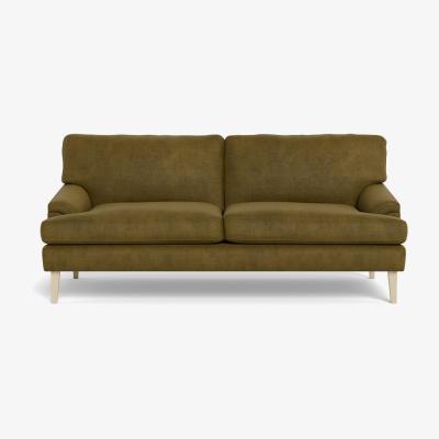 Heal's Heal's Stanton 3 Seater Sofa Smart Luxe Velvet Peridot Natural Feet