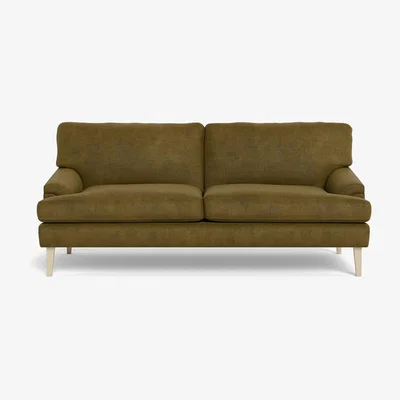 Heal's Heal's Stanton 3 Seater Sofa Smart Luxe Velvet Peridot Natural Feet