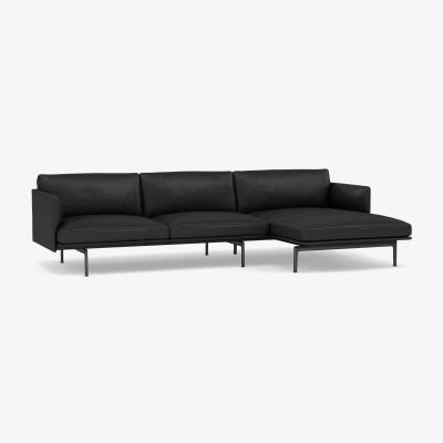Heal's Muuto Outline Corner Chaise Sofa Right Hand Facing Hallingdal Fabric Light Grey 166 - Heal's UK Furniture