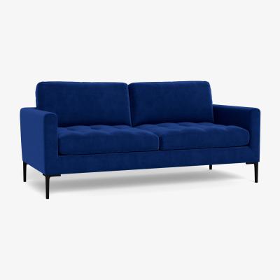 Heal's Heal's Eton 3 Seater Sofa Smart Luxe Velvet Azure Brass Feet
