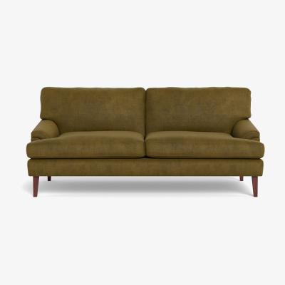 Heal's Heal's Stanton 3 Seater Sofa Smart Luxe Velvet Peridot Walnut Stained Feet
