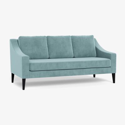 Heal's Heal's Richmond 3 Seater Sofa Smart Luxe Velvet Mineral Blue Walnut Stained Feet