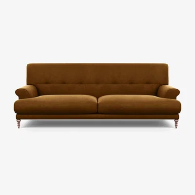 Heal's Scp Oscar 3 Seater Informal Sofa Varese Velvet Olive Green Walnut Feet - Heal's UK Furniture