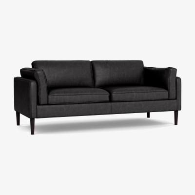 Heal's Heal's Sonno 3 Seater Leather Grain Graphite 063 Natural Feet - Heal's UK Furniture