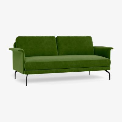 Heal's Heal's Iver 3 Seater Sofa Smart Luxe Velvet Grass Black Feet