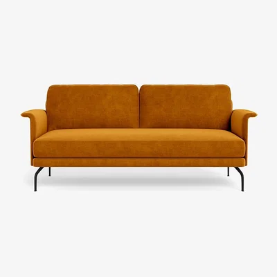 Heal's Heal's Iver 3 Seater Sofa Smart Luxe Velvet Cognac Black Feet