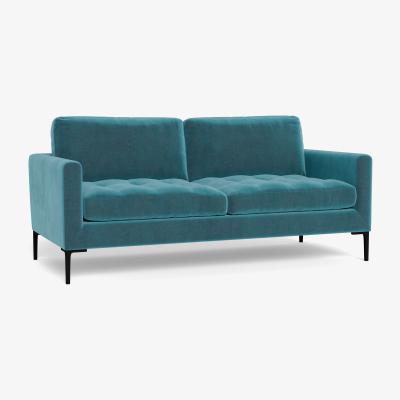 Heal's Heal's Eton 3 Seater Sofa Smart Luxe Velvet Airforce Blue Brass Feet