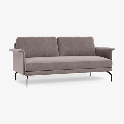 Heal's Heal's Iver 3 Seater Sofa Smart Luxe Velvet Mushroom Black Feet