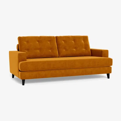 Heal's Heal's Mistral 3 Seater Sofa Smart Luxe Velvet Cognac Black Feet