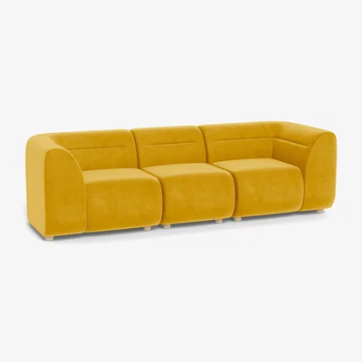Heal's Heal's Lilli 3 Seater Sofa Smart Luxe Velvet Canary Natural Ash Feet - Heal's UK Furniture