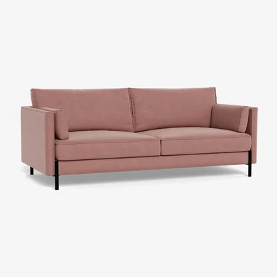 Heal's Heal's Tortona 3 Seater Sofa Smart Luxe Velvet Dusky Pink Black Feet