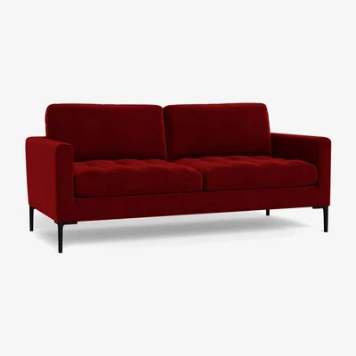 Heal's Heal's Eton 3 Seater Sofa Smart Luxe Velvet Mulberry Black Feet