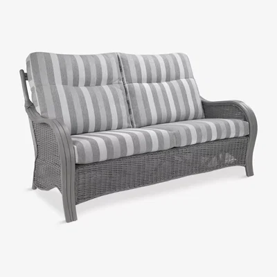 John Lewis Desser Turin Rattan Striped 3-Seater Sofa, Duke Grey