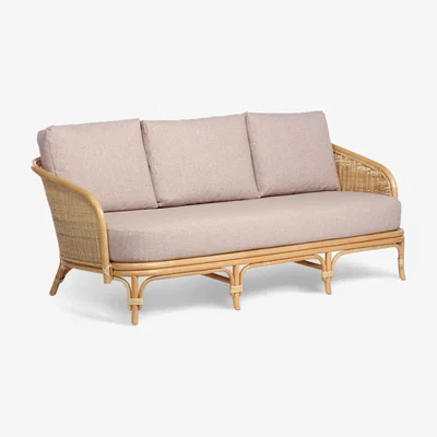 John Lewis Desser Royal Rattan Cane 3-Seater Sofa, Natural/Pink