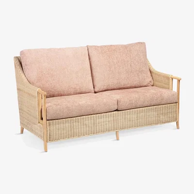 John Lewis Desser Eden Rattan 3-Seater Sofa, Pink Punch/Natural