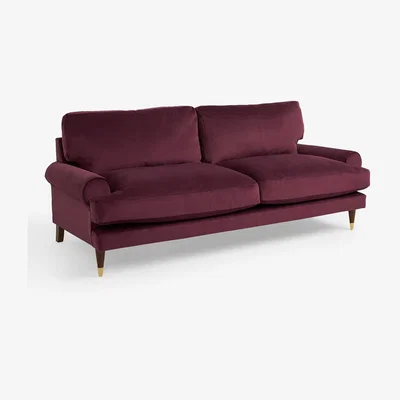 John Lewis John Lewis + Swoon Roche Large 3 Seater Sofa, Dark Leg, Damson Velvet