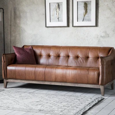 Knees Frimley Leather 3 Seater Sofa - Brown