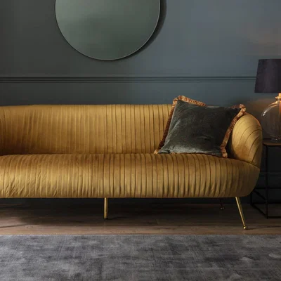 Knees Valetta Fabric 3 Seater Sofa - Gold