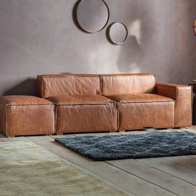 Knees Linden Leather 3 Seater Sofa - Brown