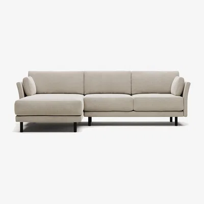 Kave Home Gilma 3 seater sofa, left/right chaise longue in white with black legs, 260 cm FR