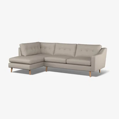 La Redoute Rosa Buttoned Soft Brushed Chaise - Left facing with Light Wood Legs