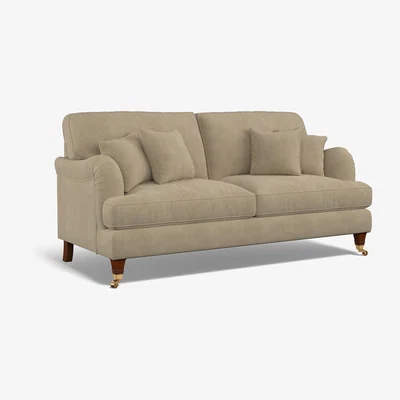 La Redoute Emeline Soft Brushed 3 Seater Sofa with Antique Brass Castor Legs